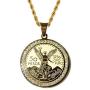 Men Women 925 Italy 14k Gold Finish Iced Round Mexican Coin Centenario Mexicano Moneda 50 Pesos Ice Out Pendant Stainless Steel Real 2.5 mm Rope Chain Necklace, Mens Jewelry, Iced Pesos Coin Pendant, Chain Pendant Rope Necklace