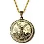 Men Women 925 Italy 14k Gold Finish Iced Round Mexican Coin Centenario Mexicano Moneda 50 Pesos Ice Out Pendant Stainless Steel Real 2.5 mm Rope Chain Necklace, Mens Jewelry, Iced Pesos Coin Pendant, Chain Pendant Rope Necklace