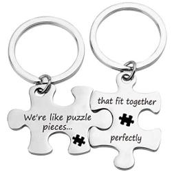 Long Distance Gift Couple Puzzle Keychain Were Like Puzzle Pieces that Fit Together Perfectly (Puzzle Fit Together KR)