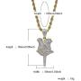 MoCa Jewelry Unisex Hip Hop Iced Out Bling Novelty Rose Flora Flower Pendant Necklace with 24 Inch Stainless Steel Rope Chain for Men Women