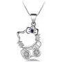 UUONLY Hello Kitty Necklace, Kitty Cat Necklace-Silver Plated Cat Pendant Necklace, Birthday Gift for Hello Kitty Fans,Women etc, 17.71''