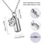 HooAMI Pet Paw Heart Charm & Cylinder Memorial Urn Necklace Stainless Steel Cremation Jewelry