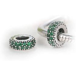 MiniJewelry Pave Inspiration Spacer Charms for Bracelets Women Birthday Birthstones Sterling Silver Charms, Cubic Zirconia
