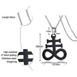 Leviathan Cross Pendant Brimstone Symbol Jewellery Stainless Steel Church of Satan Necklace