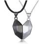 Jovivi 2 Pcs Heart Necklace for Couples Black White Matching Pendant Friendship Distance Magnetic Love Heart Jewelry for Boyfriend Girlfriend Valentines Gifts