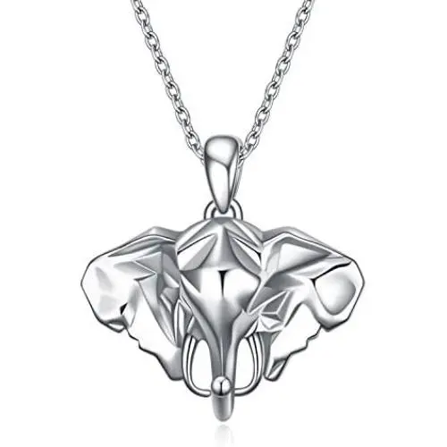 MONGAS Elephant Necklaces 925 Sterling Silver Origami Elephant Head Jewelry for Men Women MONGAS Elephant Necklaces 925 Sterling Silver Origami Elephant Head Jewelry for Men Women