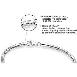 Savlano 925 Sterling Silver Solid Italian Round Diamond Cut Snake Chain Bracelet For Women, Girls & Men - Made in Italy Comes With Savlano Gift Box