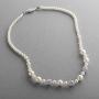 Mariell Ivory Pearl & Swarovski Rhinestone Crystal Wedding Tennis Necklace for Women, Jewelry for Brides