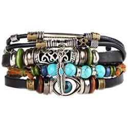 Disunie Bohemia Style Bracelets Multi-Layer Charms Retro Blue Eyes Turquoise Bracelet for Women