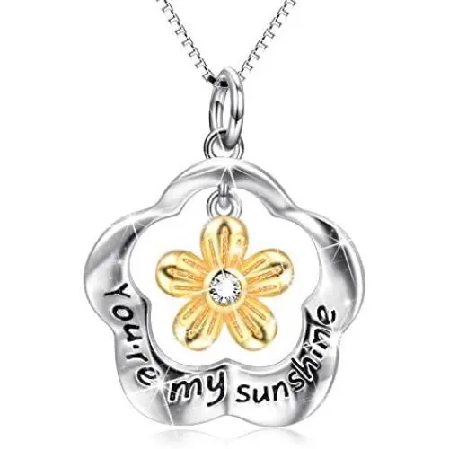 Sterling Silver Sunflower Necklace Gifts for Women You Are My Sunshine Necklace Jewelry for Mom Daughter Girlfriend (youre my sunshine necklace) Sterling Silver Sunflower Necklace Gifts for Women You Are My Sunshine Necklace Jewelry for Mom Daughter Girlfriend (youre my sunshine necklace)