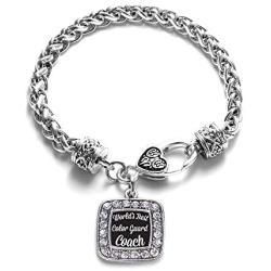 Inspired Silver - Silver Square Charm Bracelet with Cubic Zirconia Jewelry