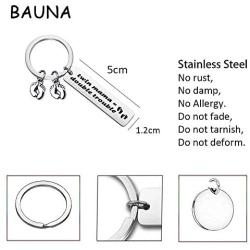 BAUNA Twin Mom Gift Twin Mama Keychain Mom of Twins Gift with Baby Feet Charm New Mom Jewelry