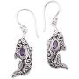 Novica Purple Dolphin Amethyst Dangle Earrings For Girls Womens