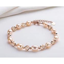 Pearl Bracelets Freshwater Cultured Pearl Bracelets Gold Filled with Adjustable Chain Jewelry Gift for Teen Girls Daughter Women Bridal