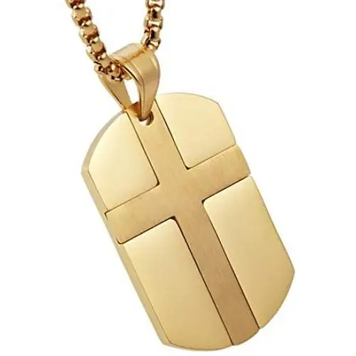 HZMAN Isaiah 41:10 Jewelry, Stainless Steel Cross Dog Tag Pendant Necklace Strength Bible Verse HZMAN Isaiah 41:10 Jewelry, Stainless Steel Cross Dog Tag Pendant Necklace Strength Bible Verse