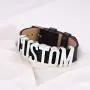 U7 Men Women Wristband 6MM 12MM 22MM Wide Genuine Leather Cuff Bracelet with Personalized DIY 1-8Pcs Initials Letter Chunky Wrap Bracelet,Fit Wrist 6-9 Inch, Gift Packed