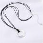 JOYID Brushed Circle Pendant Necklace Long Leather Rope Chain Simple Sweater Necklace for Women