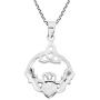 AeraVida Heart Simulated Turquoise Celtic Claddagh .925 Sterling Silver Pendant Necklace