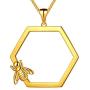 beautlace Honeycomb Hexagon Necklaces 18K Gold/Silver/Black Gun Plated with Honey Bee Pendant Charm Jewelry Gifts for Men and Women KP0128