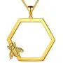 beautlace Honeycomb Hexagon Necklaces 18K Gold/Silver/Black Gun Plated with Honey Bee Pendant Charm Jewelry Gifts for Men and Women KP0128