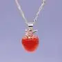 Uloveido Silver Plated Candy Apple Cubic Zirconia Pendant Necklace Earrings Jewelry for Women YL007