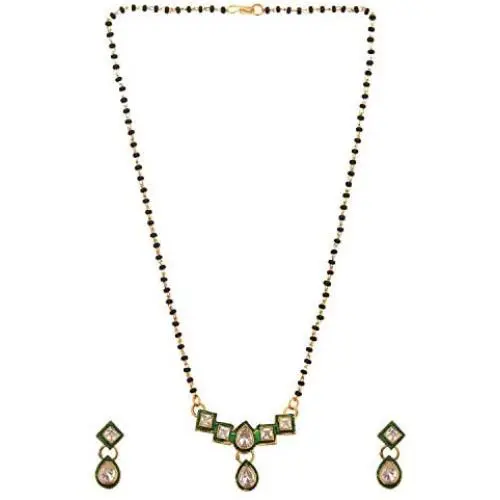 Efulgenz Mangalsutra Indian Boho Antique Rhinstone Kundan Gold Plated Beaded Pendant Necklace Earring Jewelry Set Efulgenz Mangalsutra Indian Boho Antique Rhinstone Kundan Gold Plated Beaded Pendant Necklace Earring Jewelry Set