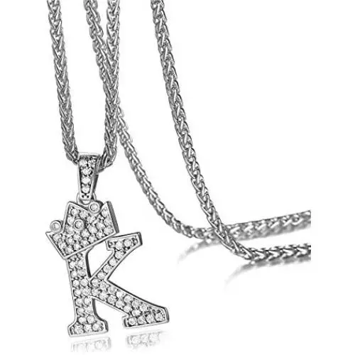 JewelBeauty Alphabet Crowned Initial Necklace Iced Out King Crown Cubic Zirconia Letter Pendant 24'' Rope Chain Necklaces, from A to Z JewelBeauty Alphabet Crowned Initial Necklace Iced Out King Crown Cubic Zirconia Letter Pendant 24'' Rope Chain Necklaces, from A to Z