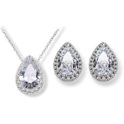 SYLVAWOLVES White Water Drop Jewelry Sets Fashion Teardrop Cubic Zirconia Jewelry for Women Bridesmaids Engagement