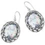PZ Paz Creations 925 Sterling Silver Dangle Earring For Women Girls | Roman Glass Oval-Shapped Leaf Design | Hypoallergenic For Pierced Ears
