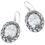 PZ Paz Creations 925 Sterling Silver Dangle Earring For Women Girls | Roman Glass Oval-Shapped Leaf Design | Hypoallergenic For Pierced Ears