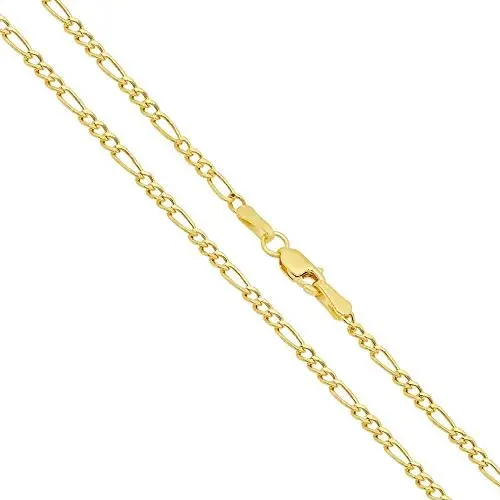 14K Gold 2MM Italian Figaro Link Chain Necklace- 14K Necklaces, 14K Figaro Chain Necklace,Women Girls Men Boys Necklace14K Gold 16'' 18'' 20'' 22'' 24 30''