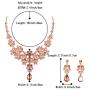 BriLove Wedding Bridal Jewelery Set for Women Rhinestone Butterfly Filigree Statement Necklace Dangle Earrings Peach Morganite Color Rose-Gold-Toned