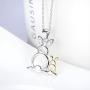 POTOPYY 925 Sterling Silver Animal Pendant Necklace Rabbit/Elephant/Penguin Jewelry Gifts for Women Mother