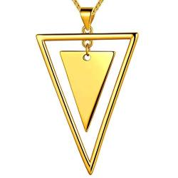 beautlace Double Triangle Necklaces Silver/18K Gold/Black Gun Plated Geometric Minimalist Pendant Jewelry for Men and Women KP0105