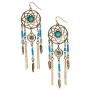 Lux Accessories Burnished Goldtone & Turquoise Dream Catcher Drop Earrings