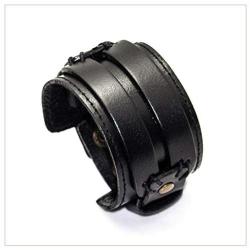 Nsitbbuery Hip Hop Wide Leather Cuff Bracelet