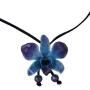 NOVICA Natural Orchid and Sodalite Long Lariat Necklace, 34.5'', Midnight Blue with Leather Cord