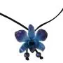 NOVICA Natural Orchid and Sodalite Long Lariat Necklace, 34.5'', Midnight Blue with Leather Cord