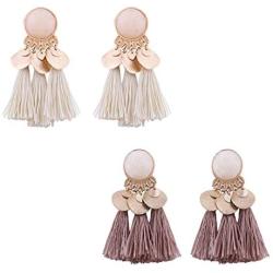 Alloy Resin Fringe Earrings Multicolor Earrings Faux Tassel Earrings Bohemian Statement Thread Tassel Dangle Earrings