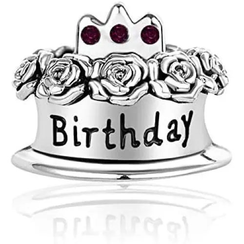 SBI Jewelry Happy Birthday Charm for Bracelets Crystal Birthstone Bead Rose Flowers Cake Charm Gift for Women Girls SBI Jewelry Happy Birthday Charm for Bracelets Crystal Birthstone Bead Rose Flowers Cake Charm Gift for Women Girls