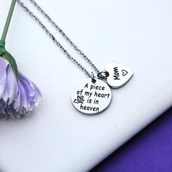 Eigso Memorial Jewelry A Piece of My Heart is in Heaven Necklace Sympathy Gift Memorial Keepsake for Loss of Mom Bereavement Gift Remembrance Necklace (Piece of My Heart NL)