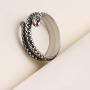 HZMAN Gothic Snake Shape Ring Jewelry Fashion Animal Snake Red CZ Eye Personality Stainless Steel Ring Size 6-12