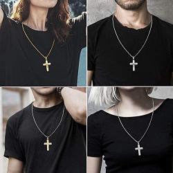 Cross Necklace for Men Women, Stainless Steel Cross Pendant, Pendant Necklace for Boys Girls Unisex, Square Chain Necklace for Women, Hypoallergenic Pendant Necklace