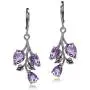 Silvershake 4.66ct. Genuine Amethyst 925 Sterling Silver Leaf Leverback Dangle Earrings Silvershake 4.66ct. Genuine Amethyst 925 Sterling Silver Leaf Leverback Dangle Earrings