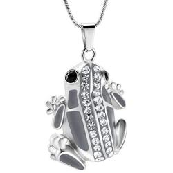 mingkejw Cremation Jewelry Frog Urn Necklace for Ashes Stainlee Steel Urn Necklace Keepsake for Human Ashes