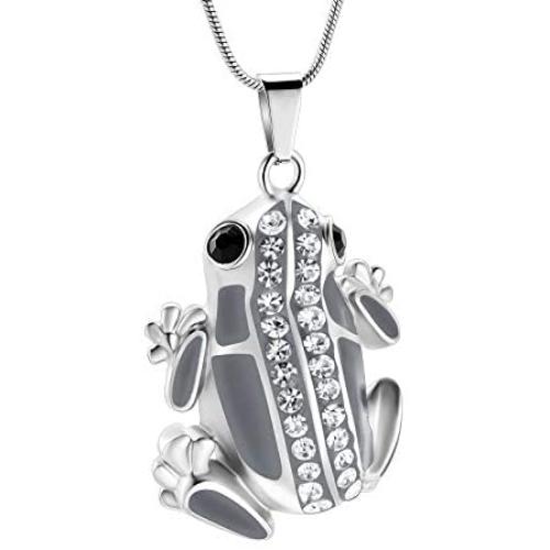 mingkejw Cremation Jewelry Frog Urn Necklace for Ashes Stainlee Steel Urn Necklace Keepsake for Human Ashes