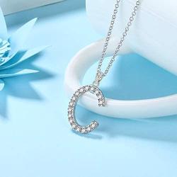 Cubic Zirconia Iced Out Initial Letter Necklace for Women Men 925 Sterling Silver Simulated Diamond Bling A to Z 26 Alphabet Pendant Necklace Bridesmaid Engagement Jewerly Gift