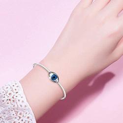 Evil Eye Bangle Bracelet,Blue Swarovski Element Crystal Bracelet Free Size Gift for Womens Girls,Crystal from Swarovski