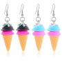 DAMLENG 2 Pairs Unique Cute 3D Soft Clay Ice Cream Dangle Drop Earrings Set for Women Girls Statement Handmade Kawaii Food Cone Candy Earrings Jewelry