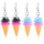 DAMLENG 2 Pairs Unique Cute 3D Soft Clay Ice Cream Dangle Drop Earrings Set for Women Girls Statement Handmade Kawaii Food Cone Candy Earrings Jewelry